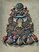 Tresor de Toutankhamon - Pectoral au scarabee aile d'or avec pierre et pates de verre.jpg